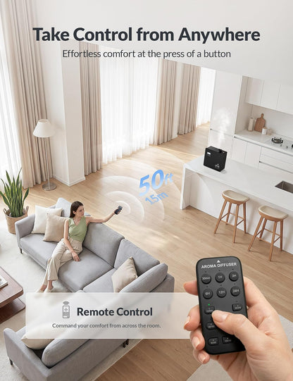 2025 Upgraded 3500 Sq.Ft Smart Scent Diffuser - HVAC System, Whole House Aroma & Hotel Collection Diffuser, Waterless Essential Oil Diffuser for Home Large Room, Cold Air Tech, 600mL (Black)