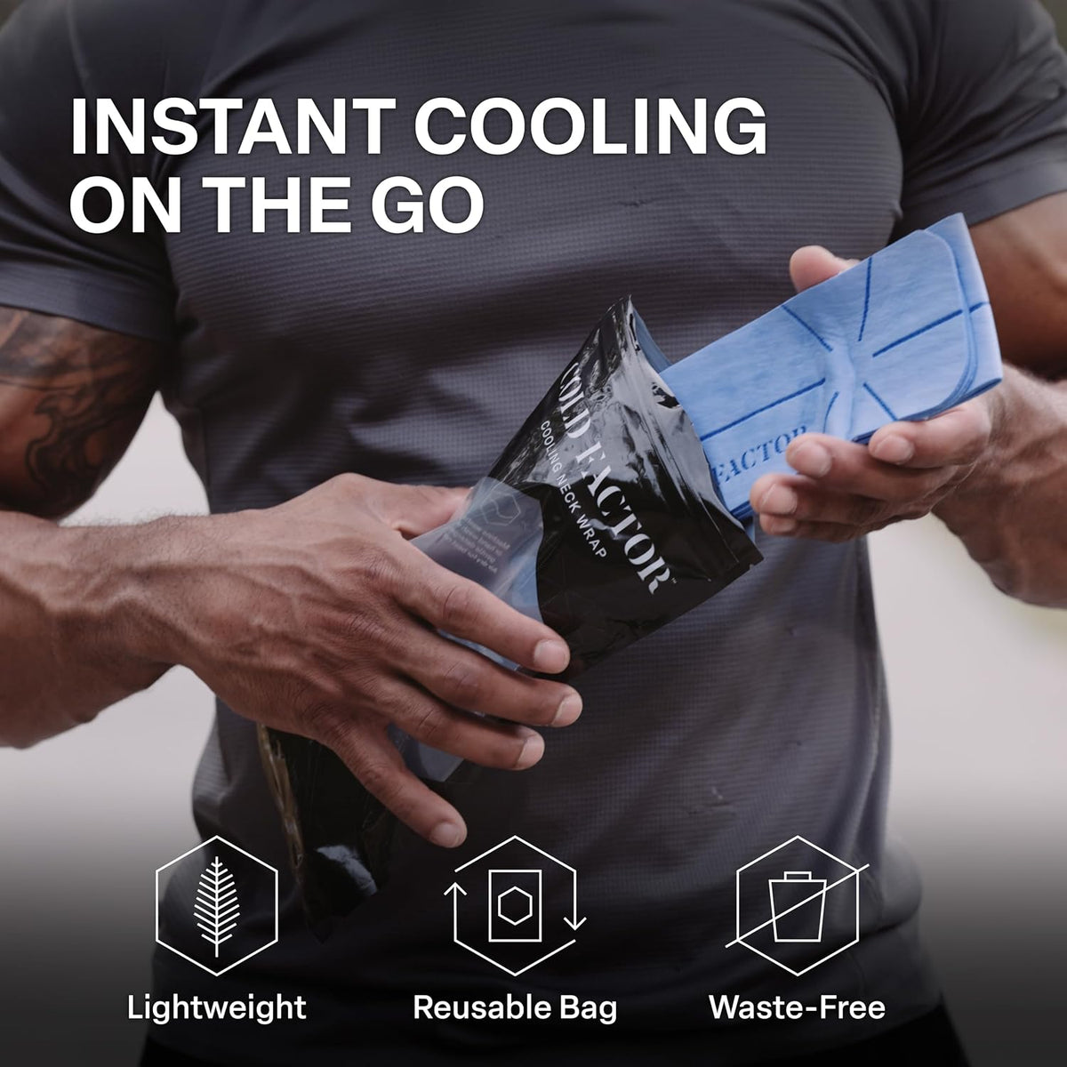 COLD FACTOR Instant PVA Cooling Towels, Cooling Neck Wraps, Blue, 3 Pack