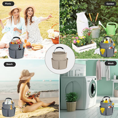 17L Cleaning Caddy with Handle, Cleaning Supplies Organizer, Foldable Storage Basket, Cleaning Supply Caddy, Portable Multi Cleaning Bucket Bag for Home, Garden (Blue)