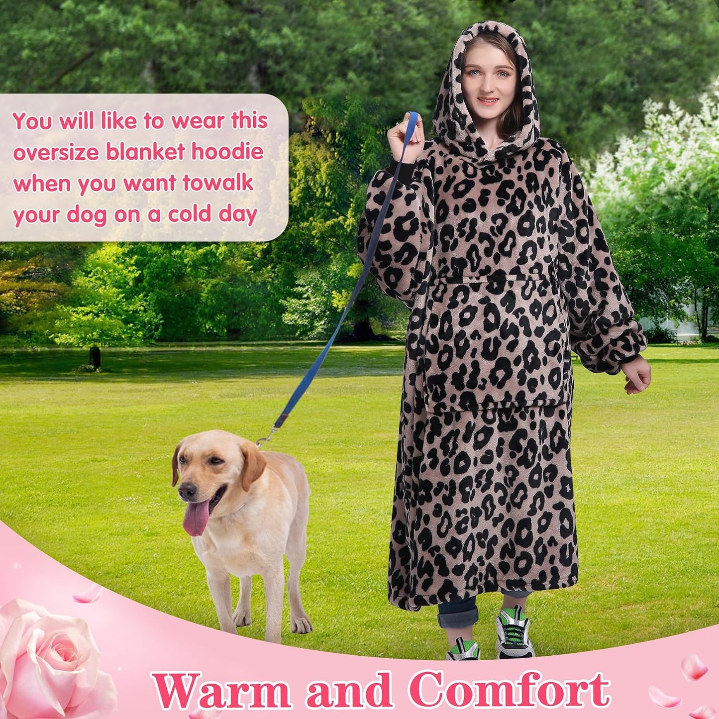 Wearable Blanket Sweatshirt Gifts for Women and Men, Warm and Cozy Giant Blanket Hoodie, Thick Flannel Blanket with Sleeves and Giant Pocket - Dark Gray