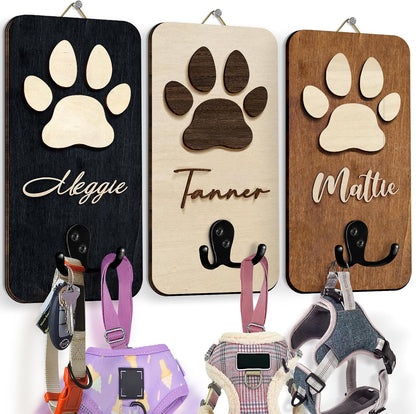 Dog Leash Holder Wall Mount, Pet Harness Hanger with Scrabble Letters, Dog Collar Organizer for Entryway, Memorial Cat Leash Holder for Wall, Pet Loss Gifts, Keepsake, Home Decor PF212-NAT