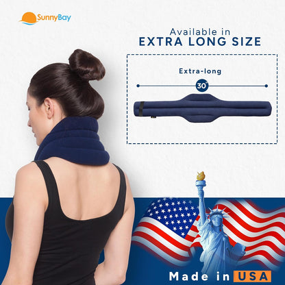 SunnyBay Microwave Heating Pad, Microwavable Heated Neck and Shoulder Wrap, Hands-Free Weighted Moist Hot or Cool Pack, Soft Fleece Cover and Flaxseed Filling, 26 Inch Length, SkyBlue