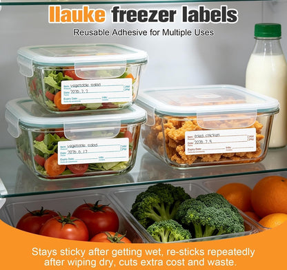 1000 Food Labels 1x3 Removable Food Date Labels Stickers for Containers | ilauke Large Freezer Labels Kitchen Freezer Tape Sticky Labels to Write on Easy Peel Off for Jar Pantry Canning Bottle Buffet