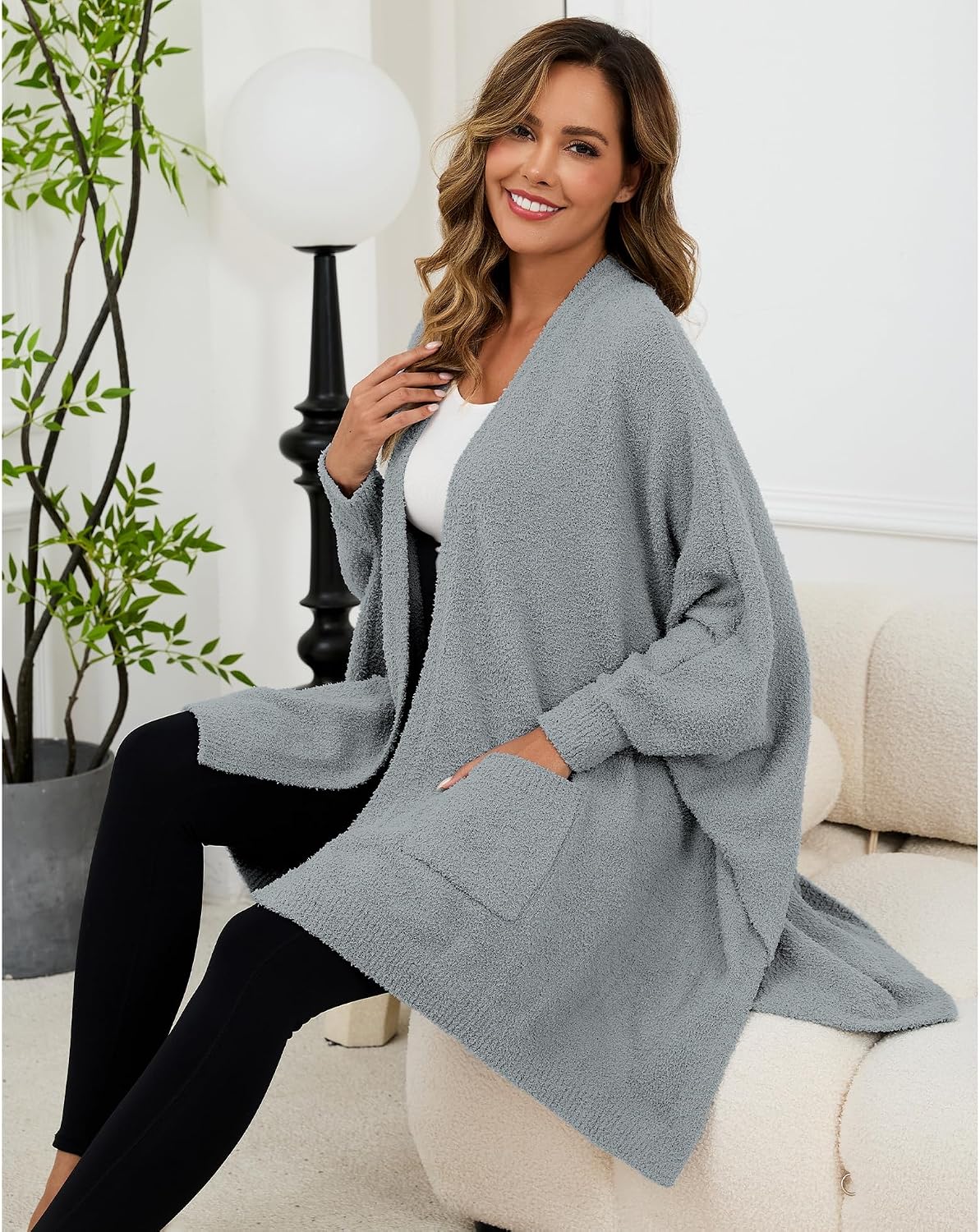 Wearable Blanket Sherpa Poncho Unique Office Work Warm Cozy Shawl TV Throw Blankets, Plush Cape Wrap for Adults