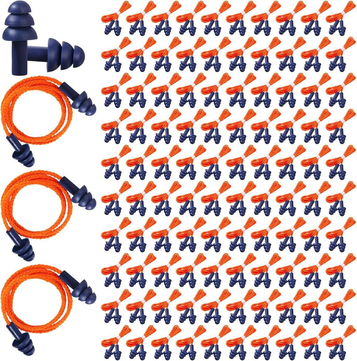 Xuhal 200 Pairs Corded Silicone Ear Plugs with Cord, Blue