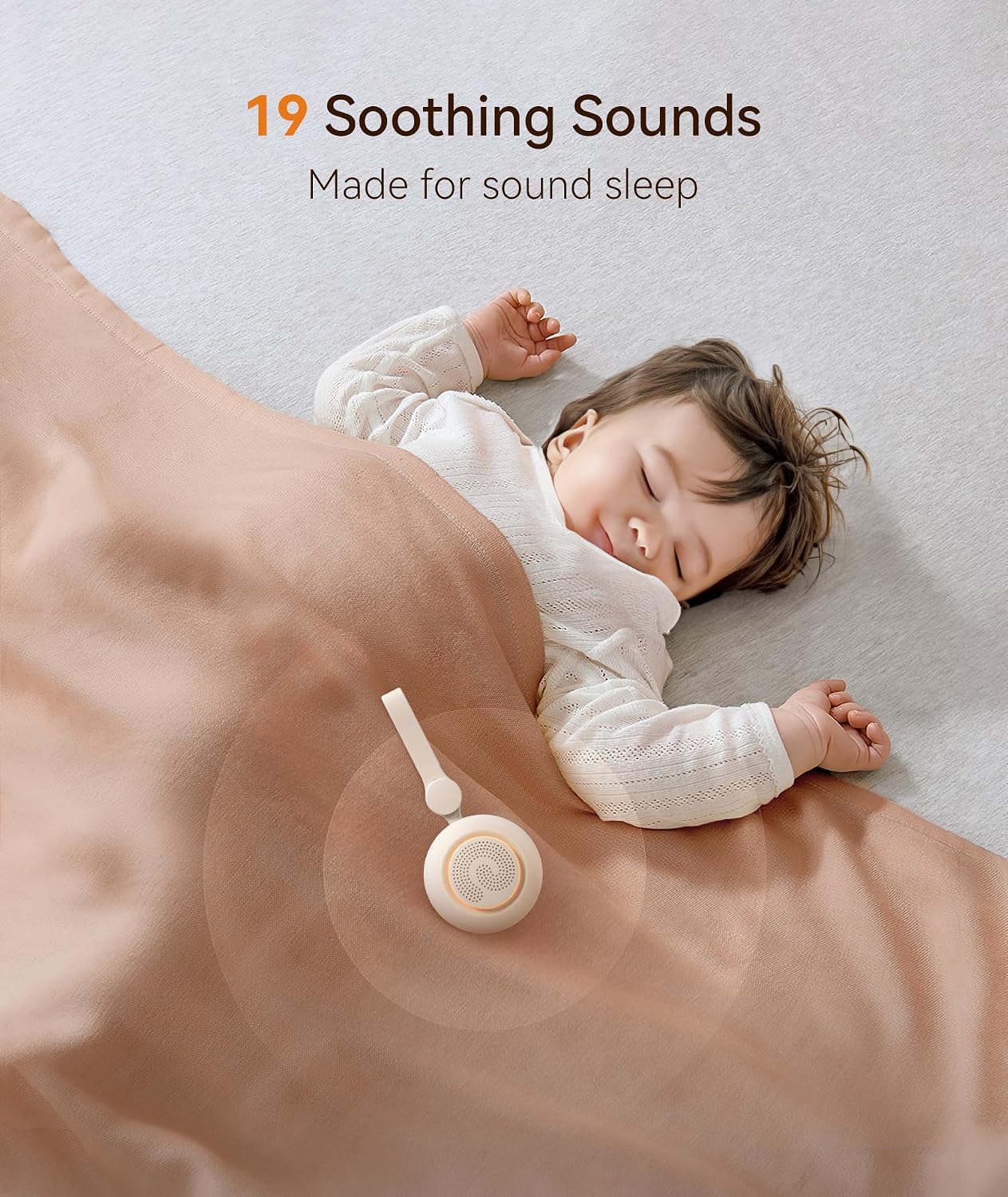 Dreamegg Portable Sound Machine - White Noise Machine for Stroller & Car Seat, Baby Sleep Soother with 19 Soothing Sounds & Nursery Light, Travel Essential, Registry Gift