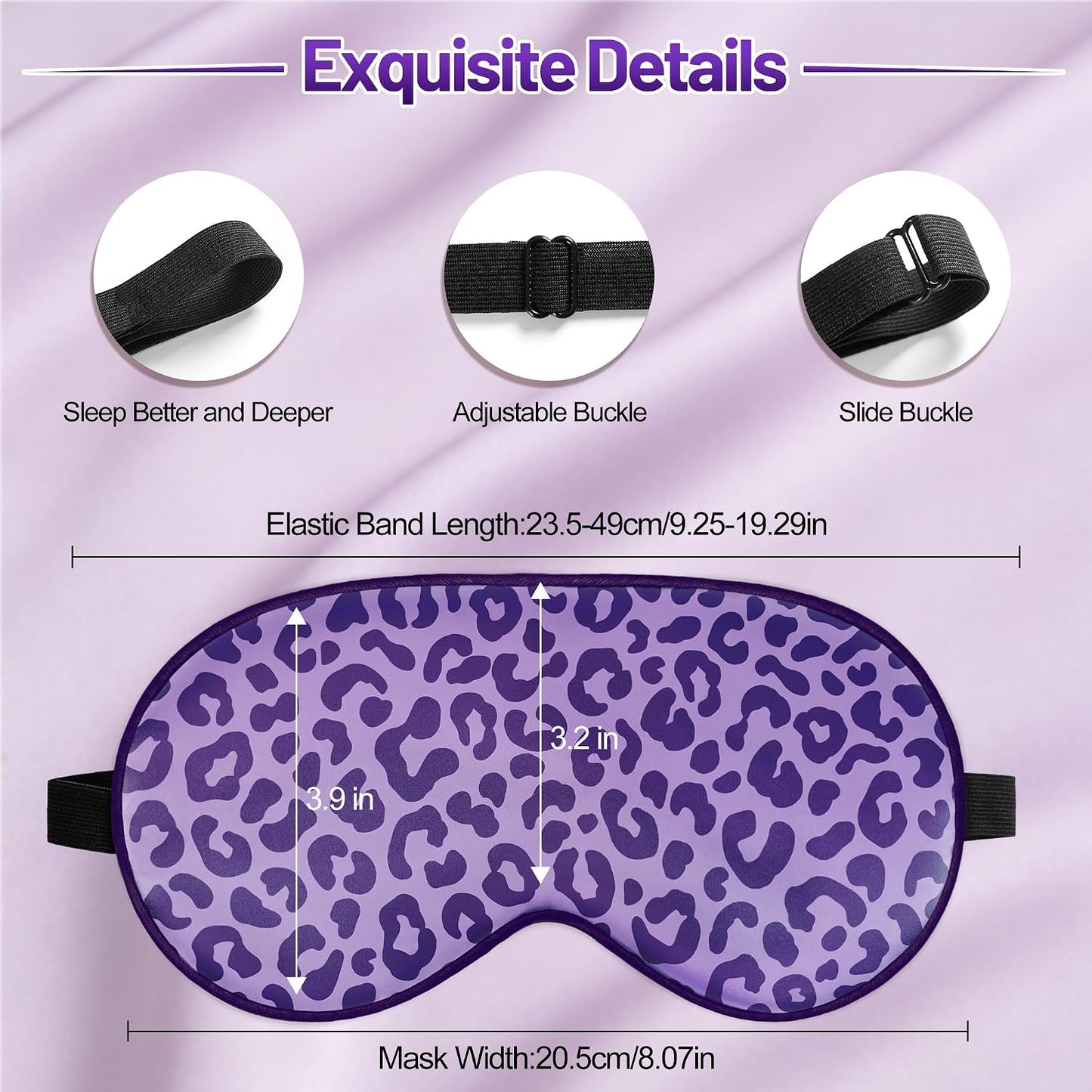 Sleep Mask, Silk Eye Mask for Sleeping with Adjustable Strap, Satin Blackout Sleeping Eye Mask for Men&Women, Comfortable Blindfold Eyeshade for Night Sleep(Black)