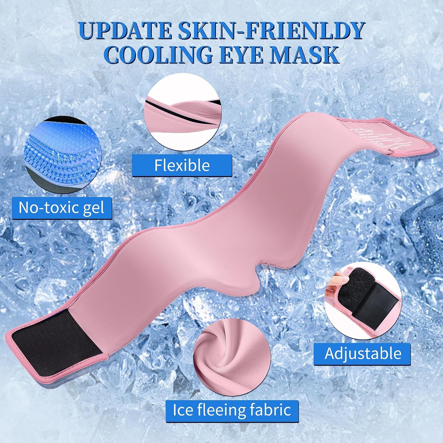 Cooling Gel Eye Mask Sleep: FSA -HSA Eligible, Cold Compress for Puffy Eyes & Migraine Relief - Reusable Gel Weighted Sleeping Mask for Dark Circles & After Surgery, Eye Care,Ice Pack for Eyes, Blue