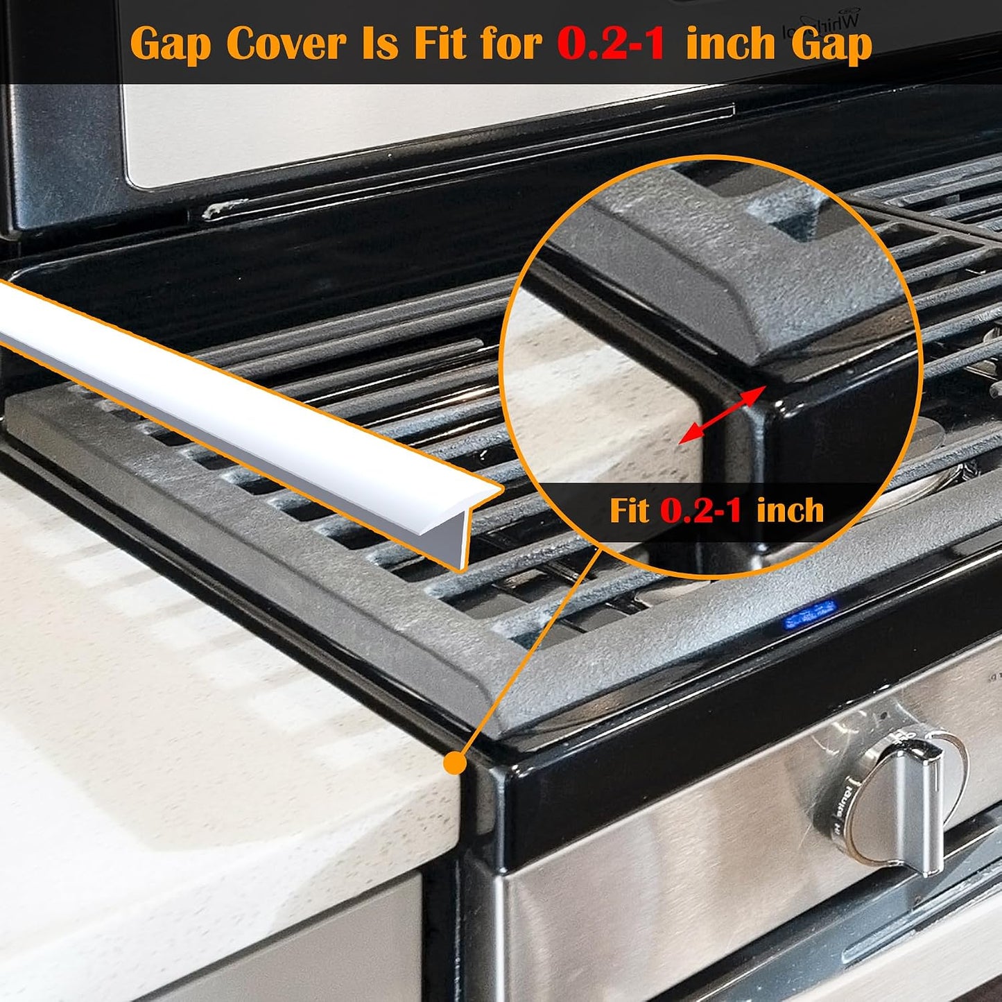 Silicone Stove Counter Gap Cover - 25 Inch Gap Filler 2 Pack Black | Long gap filler seals spills between kitchen appliances Stovetop oven countertop; stove gap cover, gas stove side gap covers