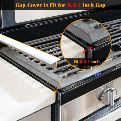 Silicone Stove Counter Gap Cover - 25 Inch Gap Filler 2 Pack Black | Long gap filler seals spills between kitchen appliances Stovetop oven countertop; stove gap cover, gas stove side gap covers