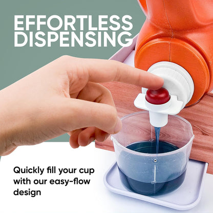 TidyFriend No-Spill Liquid Laundry Detergent Dispenser Holder, Laundry Soap Dispenser Holder with Drip Tray for Laundry Room Organization, Angled Downward Slope for Easy Pouring (No Strap, Ivory)