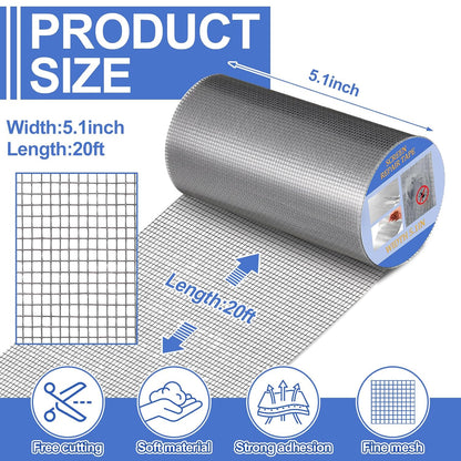CroBlissful 5 Inch X 20 ft Extra Wide Window Screen Tape Mesh Repair, Gray | Strong Adhesive, Waterproof Fiberglass, Screen Repair Kit Patch, for Window Door Tears Holes