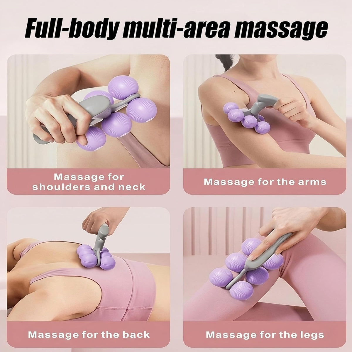 6-Wheel Handheld Massage Roller for Muscle Pain Relief (Blue)