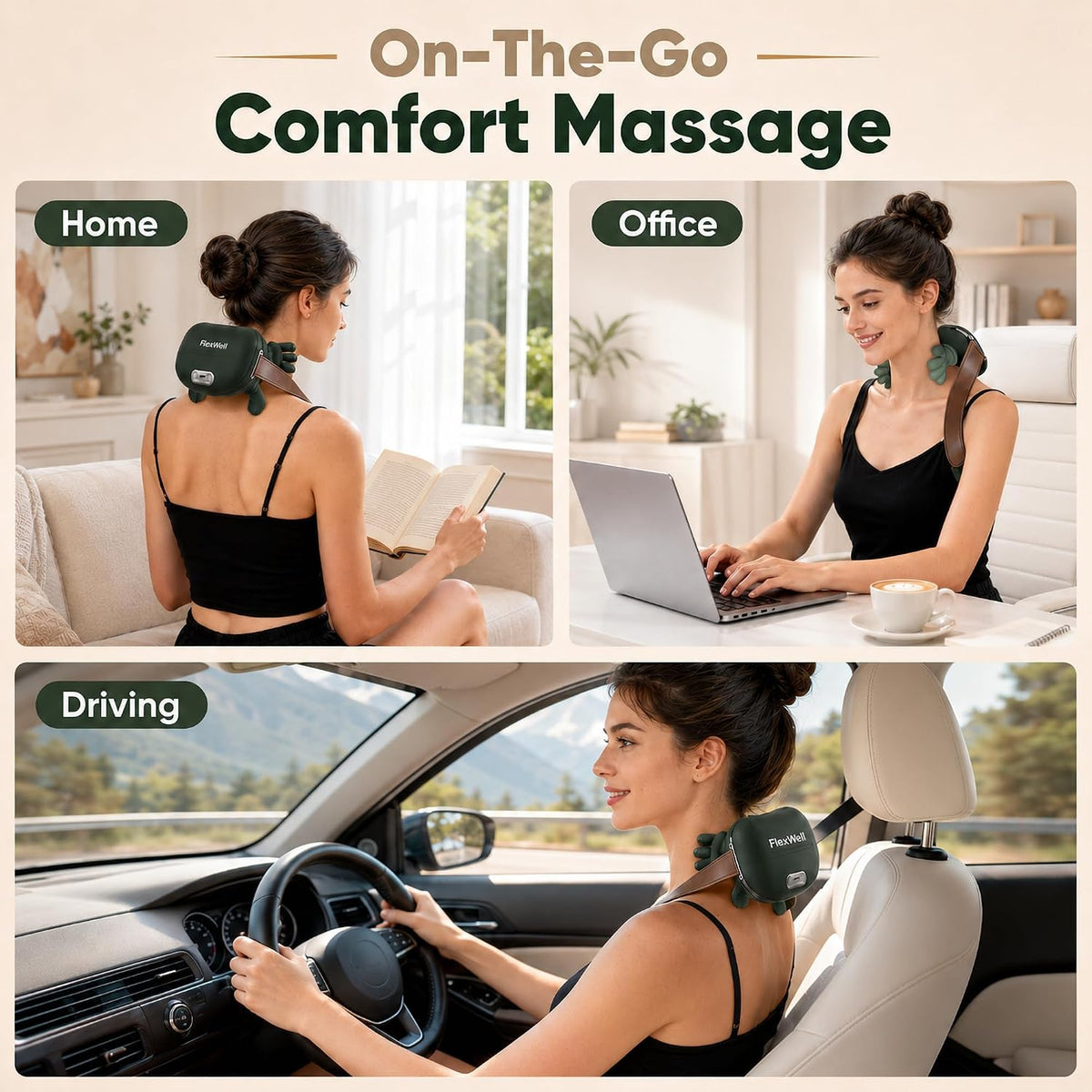Neck Massager with Heat,Deep Tissue Massager for Pain Relief,Green