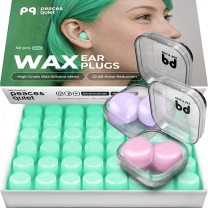 PQ Silicone Gel Ear Plugs for Sleeping and Swimming - 50 Noise Cancelling Earplugs, Ear Protection with Sound Blocking Level 32Db, Soft Wax Pillows (50 Pillows), Color: White