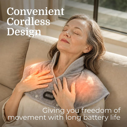 Callixe TheraWrap | Cordless Heating Pad for Neck, Shoulders, and Upper Back | Cervical Electric Massager with Instant Heat and Vibration for Pain Relief & Deep Relaxation | Ideal Gift for Mom & Dad