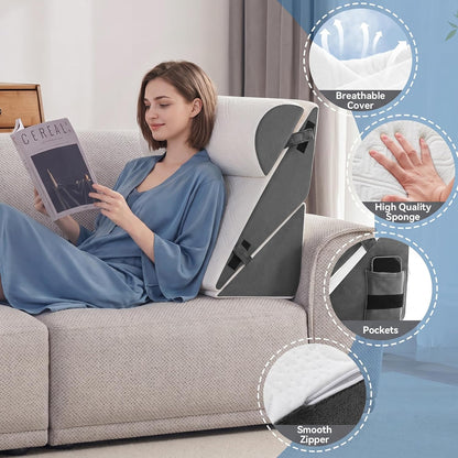 5PCS Wedge Pillow Set for After Surgery,Bed Pillow for Sleeping | Memory Foam Orthopedic Back Pillow for Pain Relief and Acid Reflux, Adjustable Sitting Up for Bed Post Surgery Pillow Green