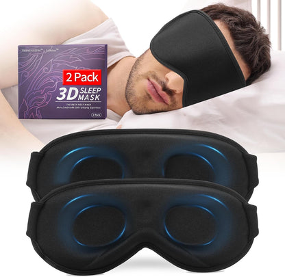 3D Sleep Mask for Men&Women, 2 Pack Contour Eye Masks for Sleep, Side Sleeping Mask for Men&Women, Blackout Eye Mask for Sleeping Eye Mask, Airplane Travel Essentials for Men, Meditation Black & Gray