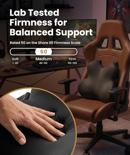 Elevate Series by Everlasting Comfort Lumbar Support Pillow for Office Chair - Memory Foam Back Cushion for Car Seat - Promotes Better Posture, Back Pain Relief - Ideal for Gaming and Desk Chairs