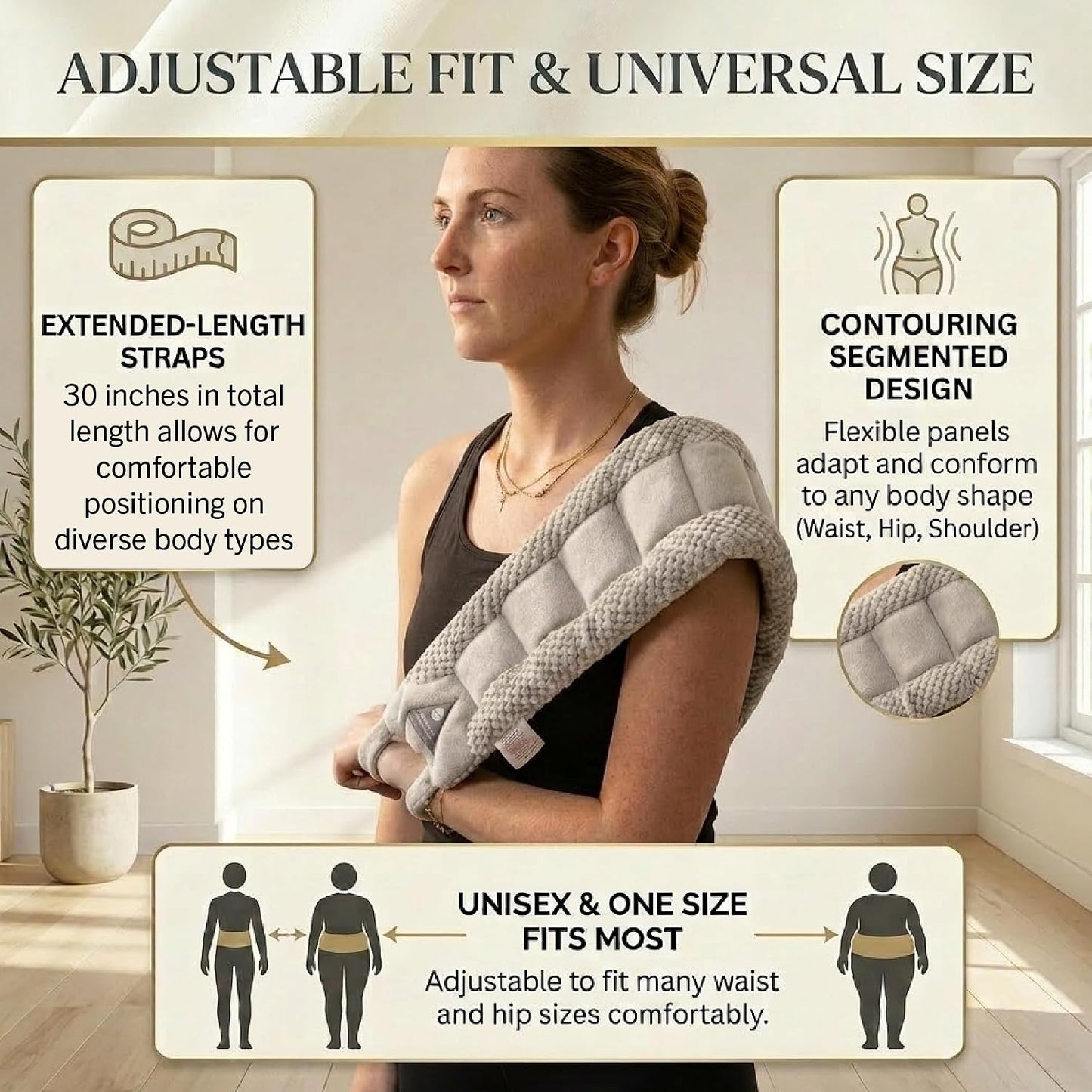 Microwavable Deluxe Body Wrap, 30" x 6" | 30" x 6" Flexible Therapeutic Thermal Compress, Reusable Moist-Heat Heating Pad for Neck, Shoulders, Back & Body