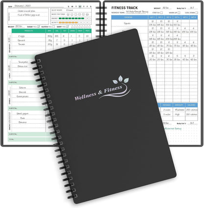 Wellness Planner & Fitness Log - Daily Diet & Health Journal with Weight Loss, Wellness Journal Notebook for Tracking Fitness, Sleep, Nutrition, Meal, Habits, A5(5.8 x 8.6 inch) (Green)