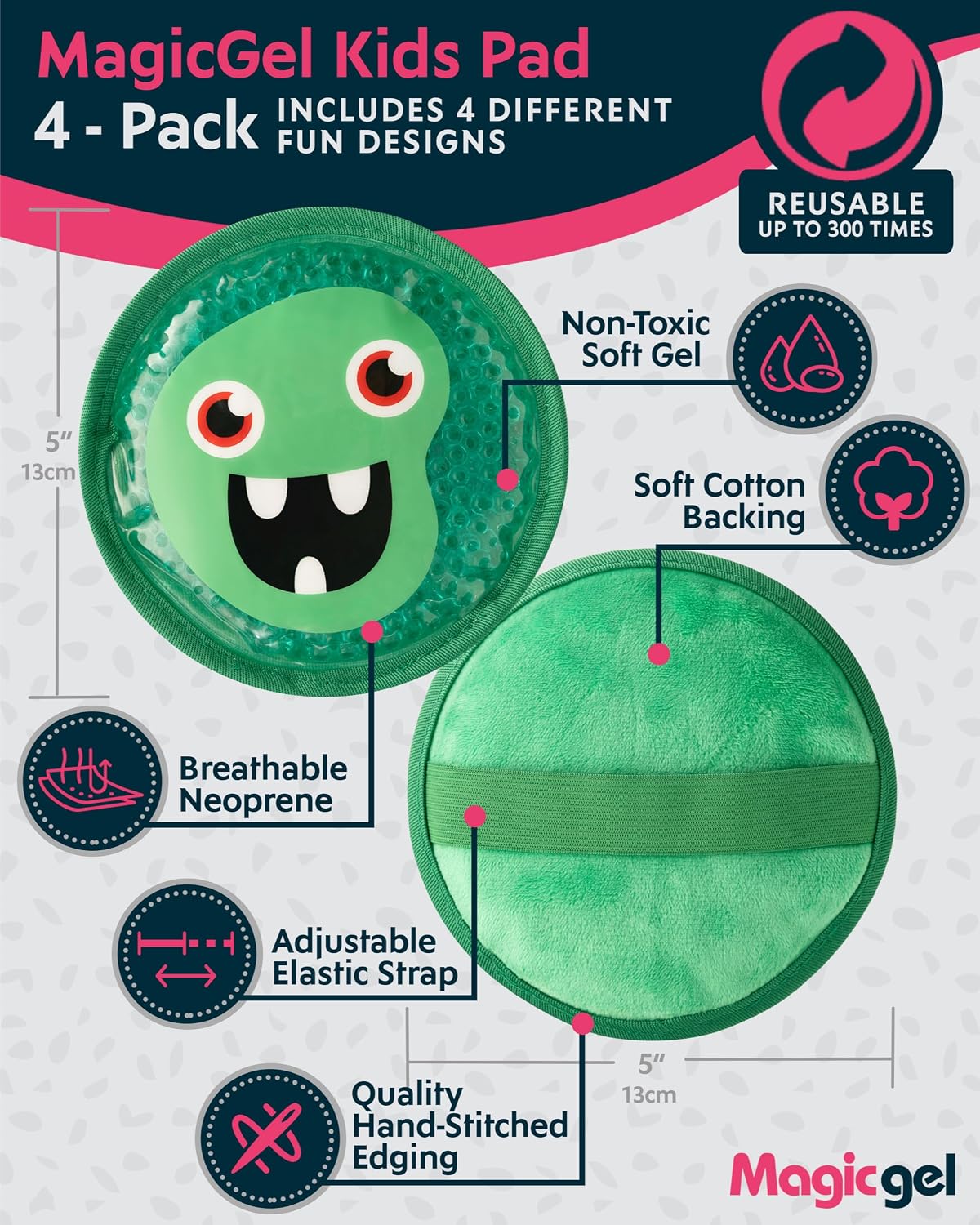 Magic Gel Ice Packs for Injuries Reusable (3 Pieces) | Flexible Wrap Around Gel Ice Pack Knees, Back, Shoulders, Arms and Legs (11" x 5.5") | Hot and Cold Compress Cold Packs for Injuries