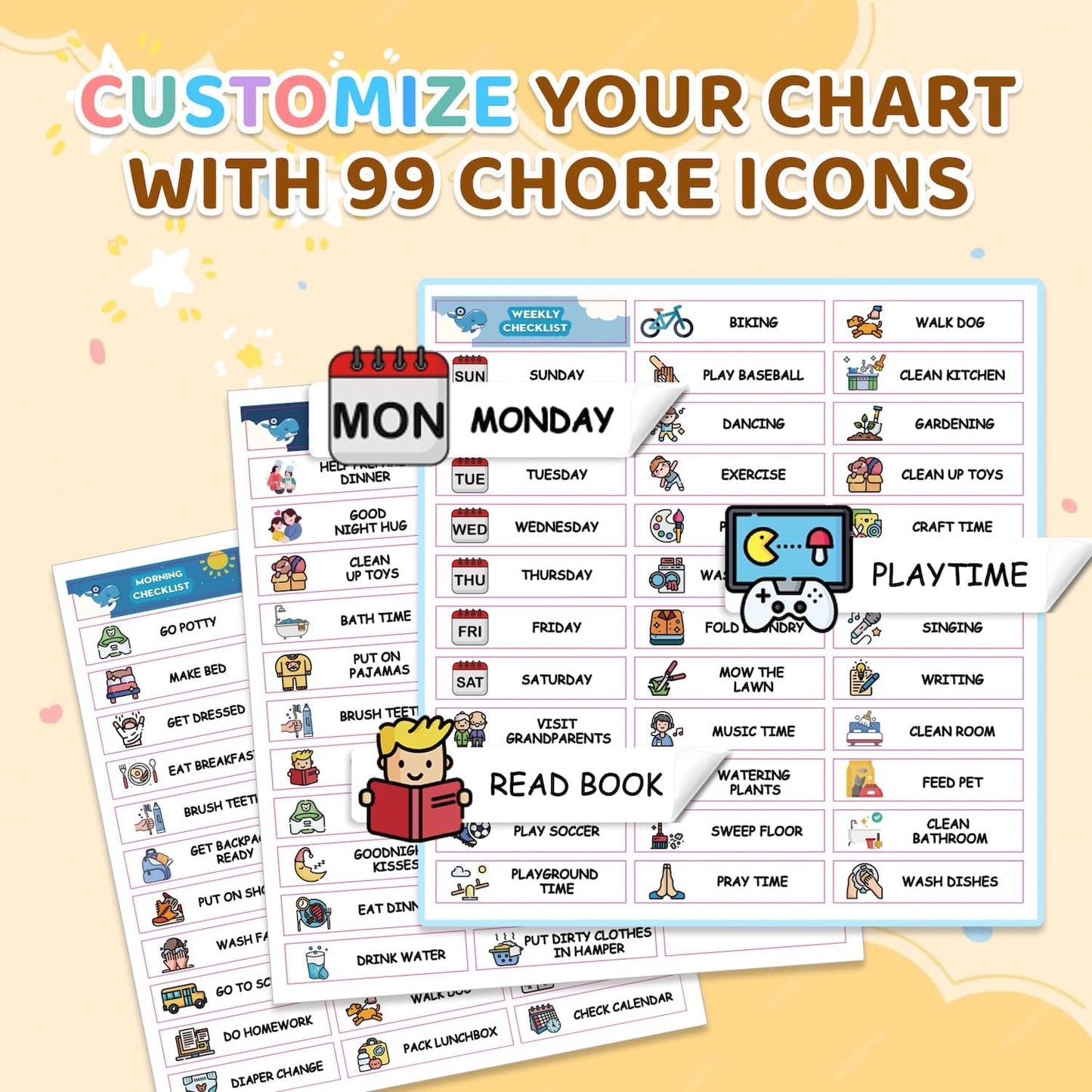 2 in 1 Upgraded Slider Gingerbread Chore Chart for Kids, Magnetic Kids Chore Chart for 2 Kids, Dry Erase Morning/Bedtime Routine Chart for Kids Toddlers Teens Adult, Visual Schedule for Kid