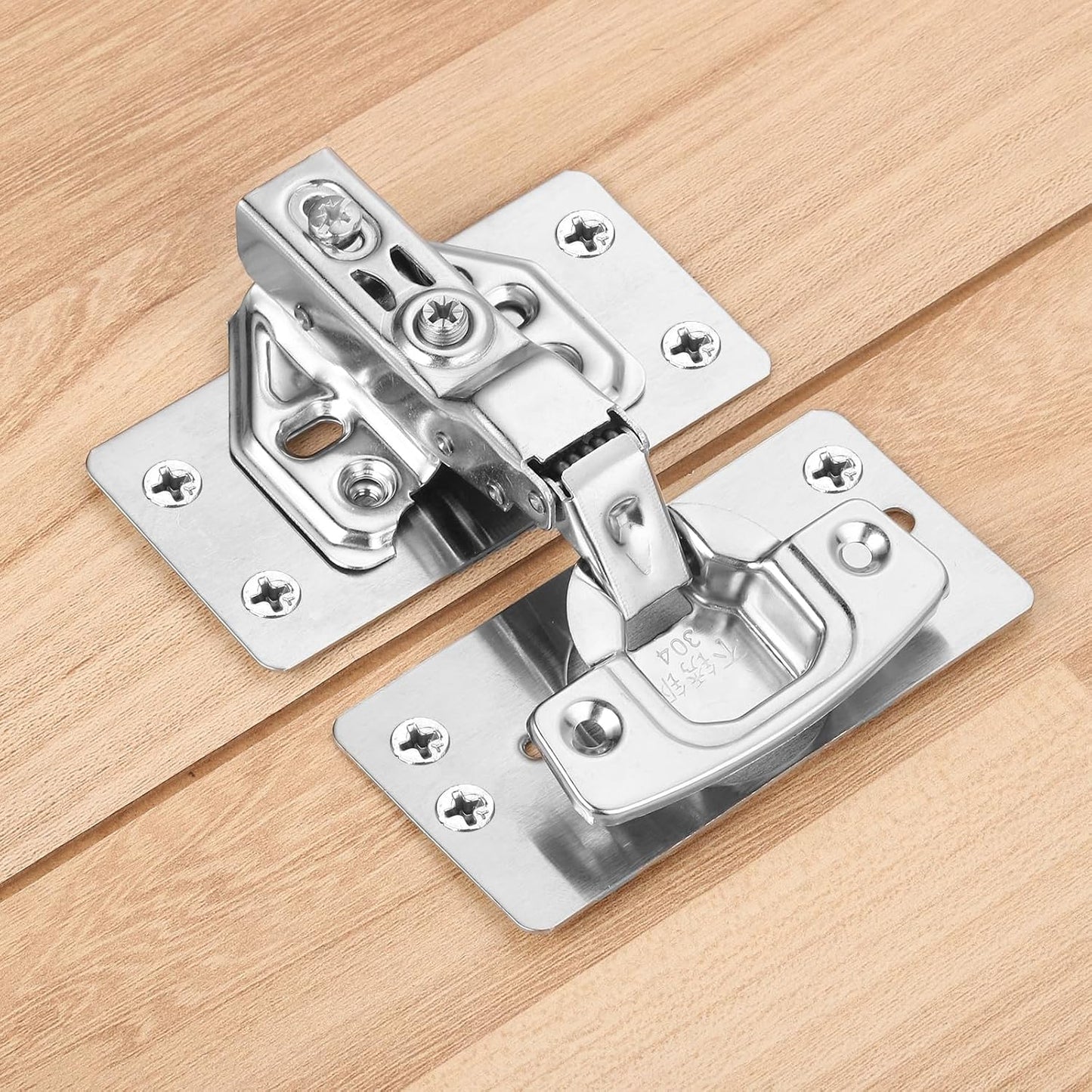 uxcell 4 Pcs 90x47mm / 3.54x1.85 Cabinet Hinges Repair Plate | Stainless Steel Hinge Repair Brackets Hinge Side for Wooden Kitchen Cupboard Furniture Door, Silver