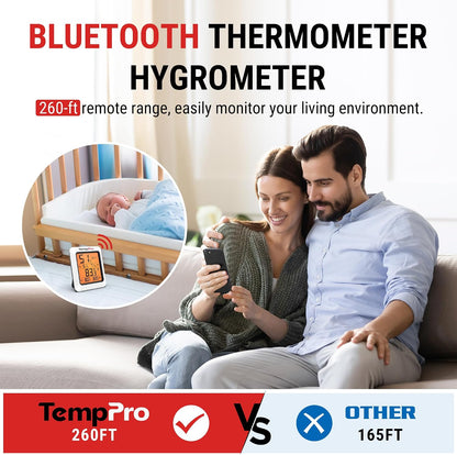 TempPro TP50 Digital Hygrometer Indoor Thermometer Room Thermometer | Humidity Meter Humidity Gauge with Temperature Humidity Monitor for House Office Celler Greenhouse RV (Previously ThermoPro)