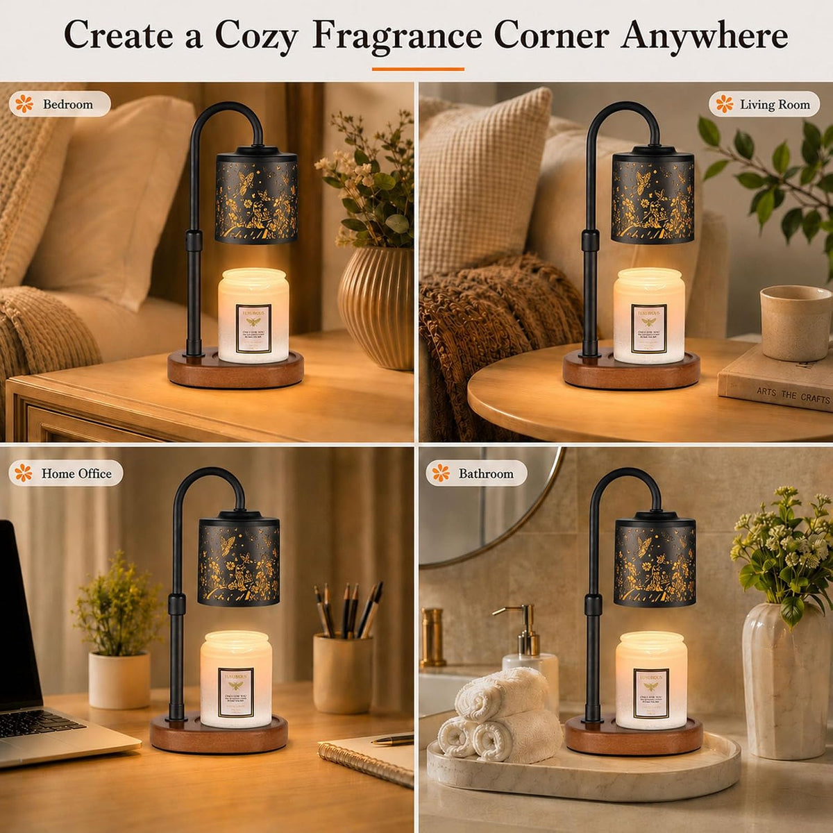 Dimmable Candle Warmer Lamp with Timer Adjustable Height for Scented Jar Candles Electric Candle Wax Melt Warmer for Home Decor Christmas Birthday Gifts for Women Mom(Hummingbird)