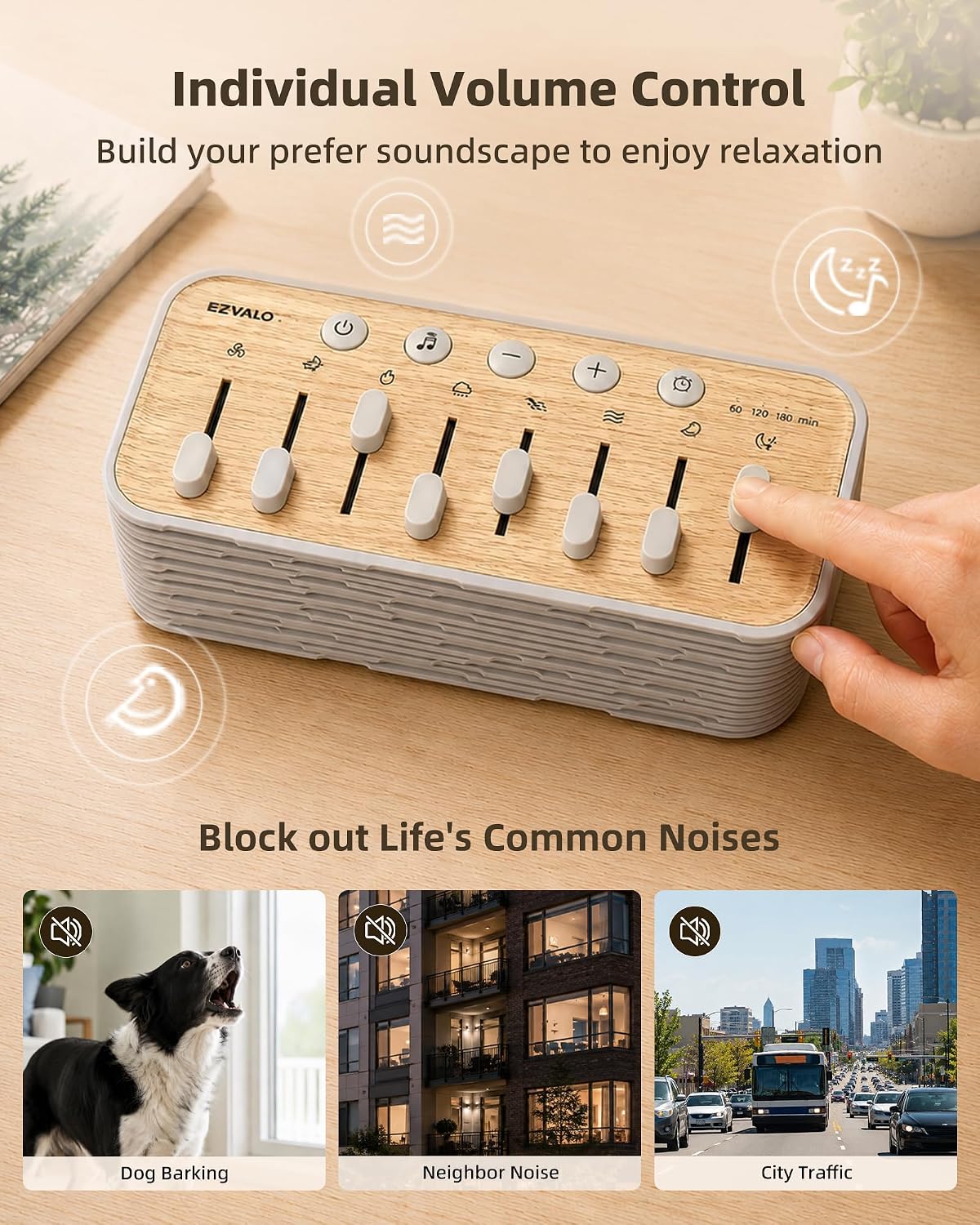Sound Machine for Sleep, 255+ Natural White Noise Sound Combinations