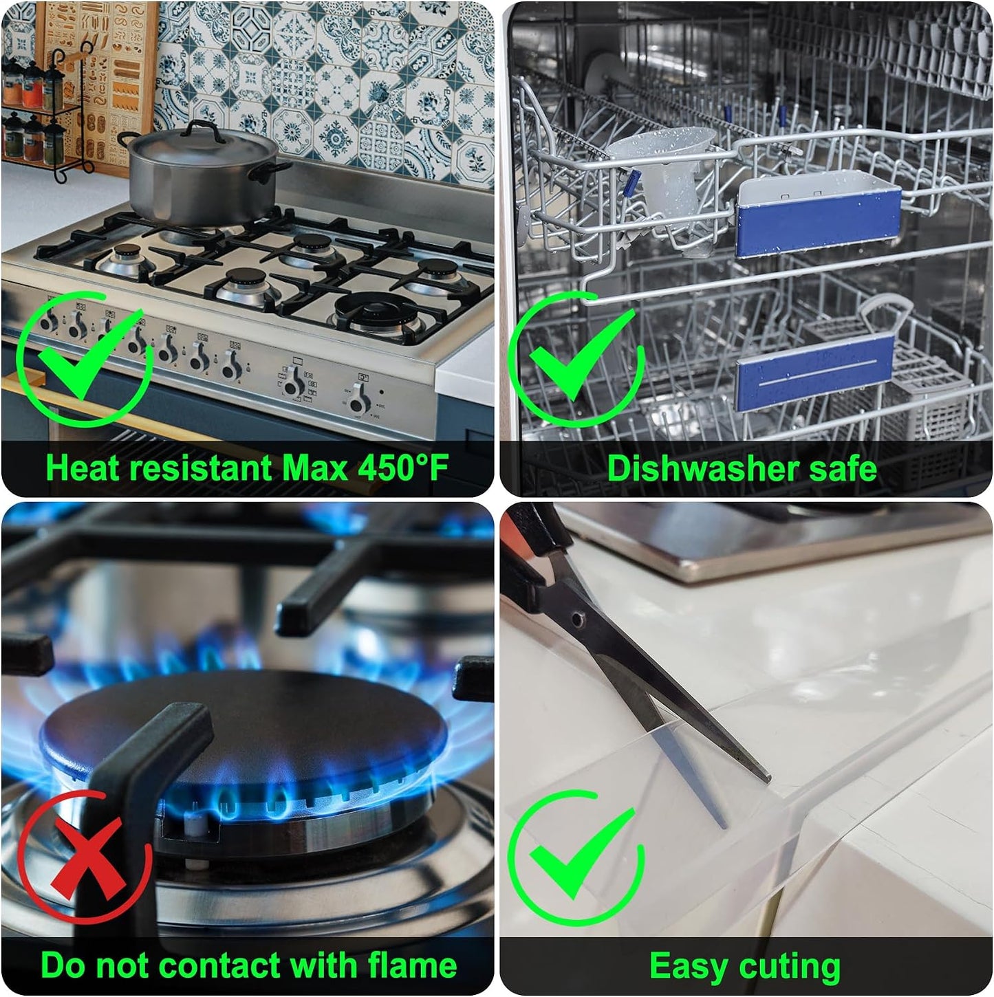 Silicone Stove Counter Gap Cover - 25 Inch Gap Filler 2 Pack Black | Long gap filler seals spills between kitchen appliances Stovetop oven countertop; stove gap cover, gas stove side gap covers