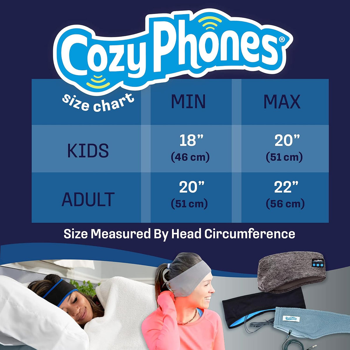 CozyPhones Fleece Sleep Headphones, Wired Over Ear, Black