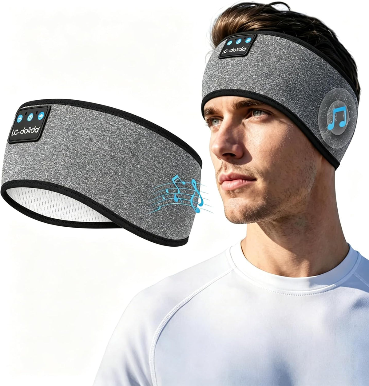LC-dolida Sleep Headphones Bluetooth 5.4, Headband Headphones Earphones Wireless, Sleep Mask for Gifts,Workout,Jogging,Yoga(Purple)