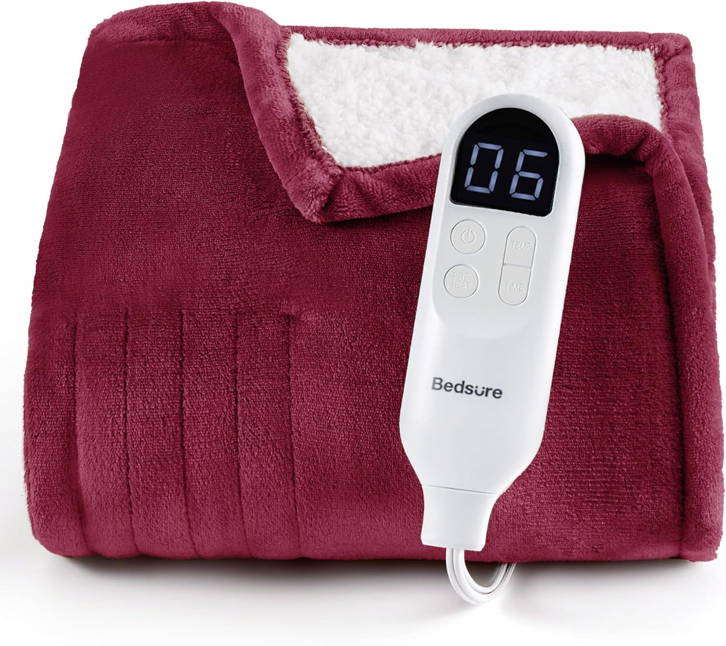 Bedsure Heated Blanket Throw Blanket with Preheat Function - Fast Heating Electric Blanket, Soft Flannel Throw with 6 Time Settings(Up to 10H), 6 Heating Settings, Gifts for Grandma (50"x60", Grey)