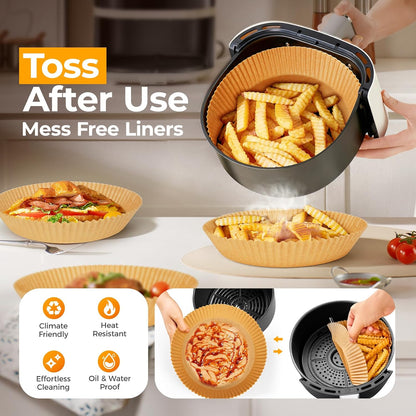 125Pcs 8 Inch Square Air Fryer Liners Disposable for 5-8QT, Parchment Paper | Non-Stick, Unbleached Food Grade, Waterproof Oilproof Baking Airfryer Sheets Papers for Oven, Microwave, Baking, Roasting