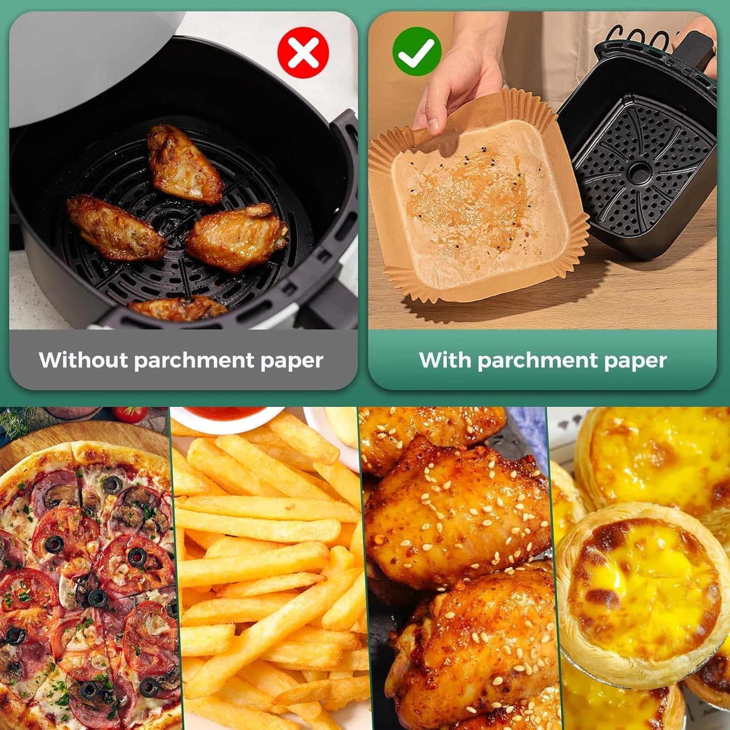 400 Pcs 8" Square Air Fryer Liners Disposable, Airfryer Paper for 5-8QT | Food-grade Parchment Paper for Air fryer Basket, Non-Stick, OilProof Baking Sheets for Oven Pan