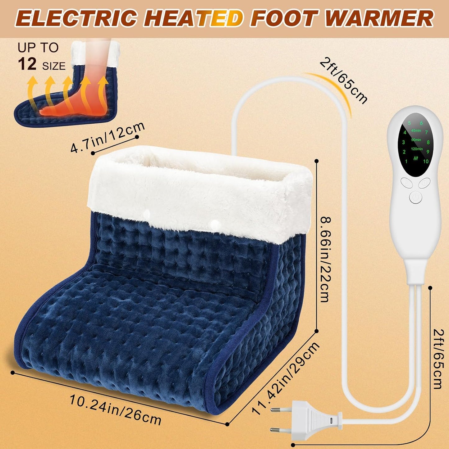 CYFIE Foot Warmer Under Desk - Electric Heating Pad for Women Men, Feet Warmers with 10 Heat & 3 Timer Settings, Auto Shut-Off, Washable Winter Gifts for Home Office