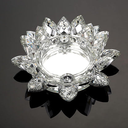 OwnMy Crystal Lotus Flower Candle Holder for Pillar Candles up to 3 Inch | Clear Lotus Flower Pillar Candle Holder Tea Light Holder, Glass Lotus Petal Votive Candle Stand for Wedding Party Home Decors