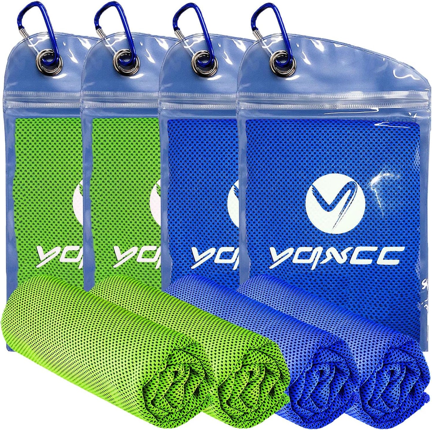 YQXCC 4 Pack Cooling Towels 40"x12", Cold Cool for Neck & Face | Cooling Neck Wraps, Soft Breathable Microfiber Chilly Towels, Ideal for Gym, Yoga, Golf, Running, Camping & Hot Weather