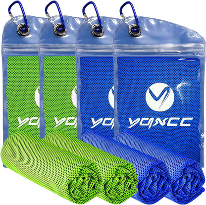 YQXCC 4 Pack Cooling Towels 40"x12", Cold Cool for Neck & Face | Cooling Neck Wraps, Soft Breathable Microfiber Chilly Towels, Ideal for Gym, Yoga, Golf, Running, Camping & Hot Weather