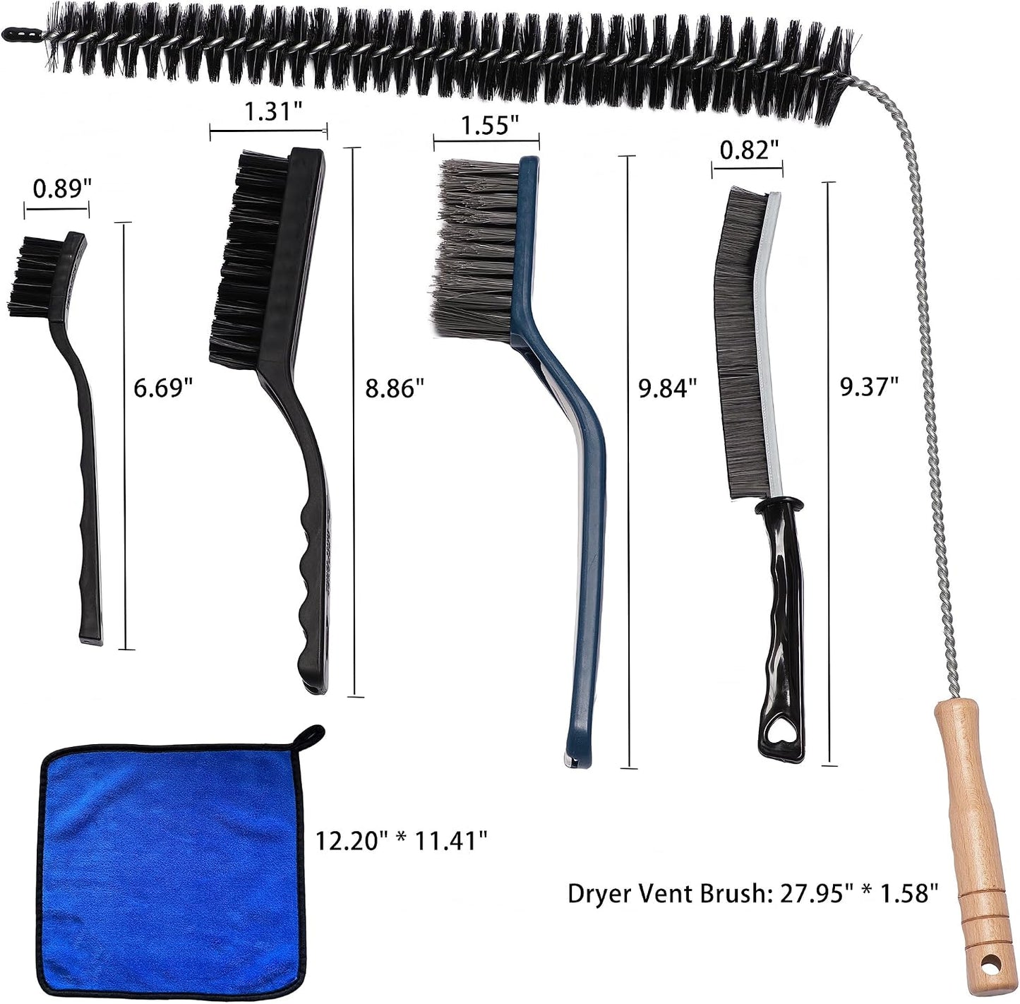 Dryer Vent Cleaner Kit, Flexible Dryer Lint Brush Vent Cleaner, 8PCS | Lint Trap Cleaning Tool, Household Cleaning Tools for Tile, Bathtub, Sink, Grout, Bathroom, Shower
