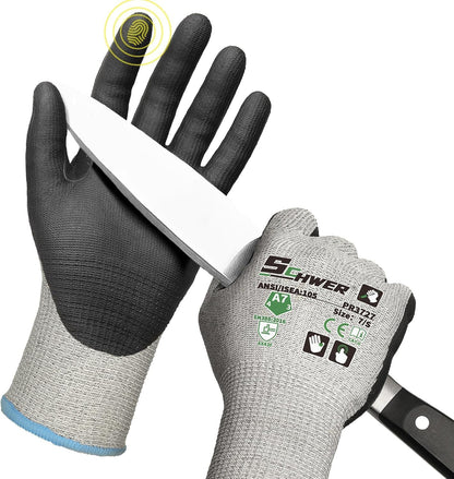 Schwer ProGuard A7 Cut Resistant Work Gloves for High Risk Work, PR3727, L | Reinforced Thumb, Non PFAS, Touch-screen, for WoodWorking, Precision Tasks, Electronic Maintenance, Machining, Fishing