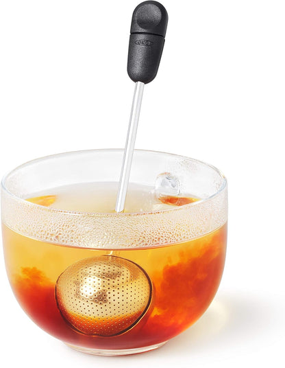 OXO Brew Twisting Ball Tea Infuser - Fine Mesh, Stainless Steel | Loose Leaf Tea Infuser, Reusable Strainer, Easy-Open Twist Design, Fits Different Sized Mugs, Dishwasher Safe