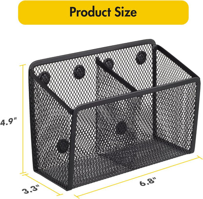 BEYGORM Magnetic Dry Erase Marker Holder for Whiteboard, Locker Organizer | Mesh Non-slip Pen & Pencil Holder for Refrigerator, Basket for Classroom, School &Office (Black, 1-Pack)
