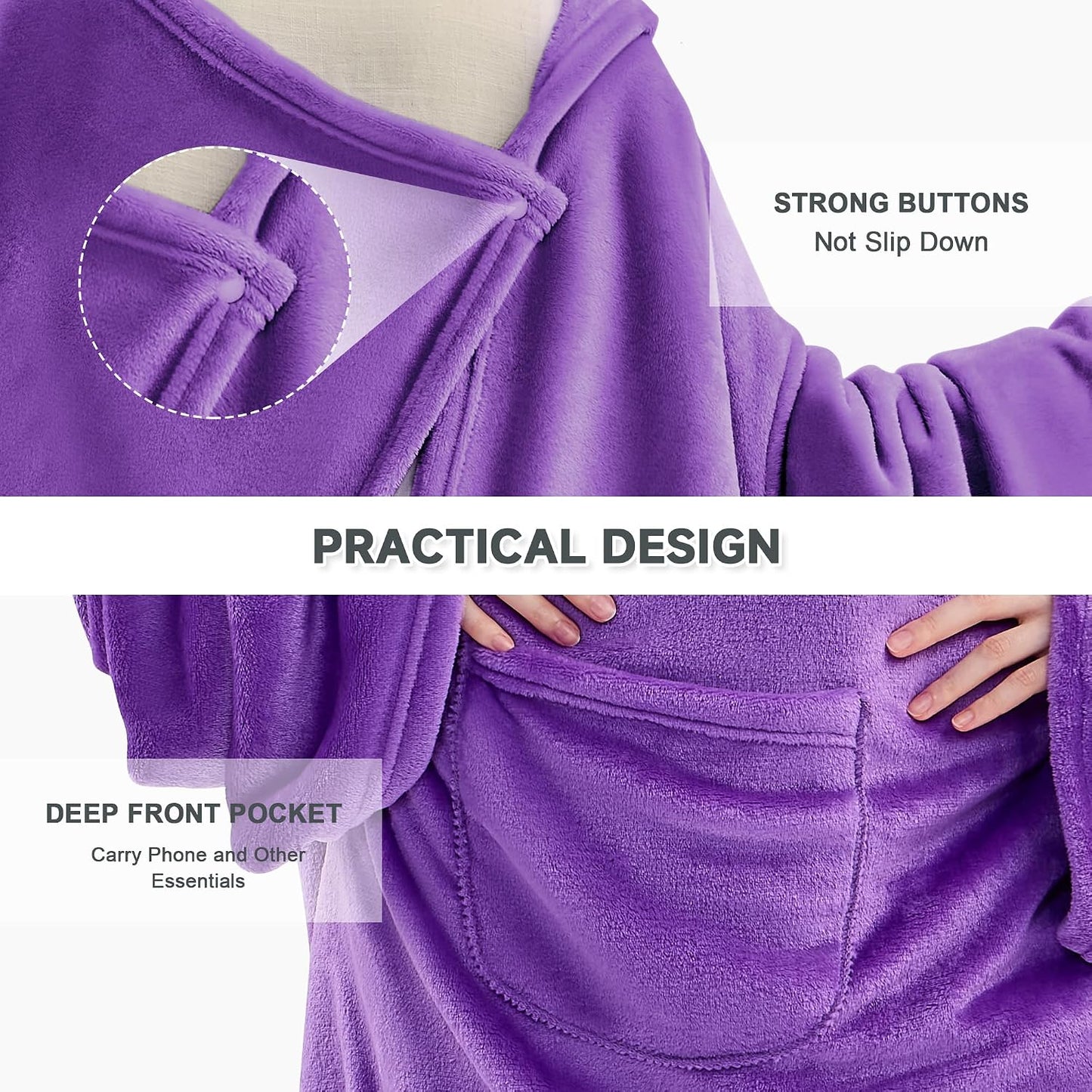 IFNOW Fleece Wearable Blanket with Sleeves, Oversized Snuggle Robe