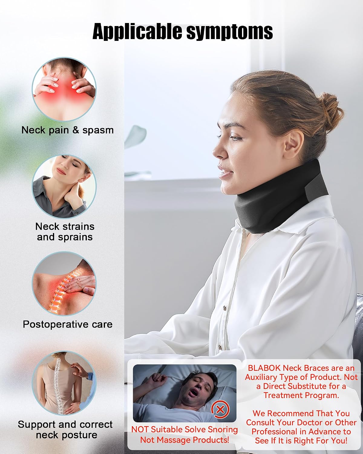 Neck Brace for Sleeping - Cervical Collar Relief Neck Pain and Neck Support Soft Foam Wraps Keep Vertebrae Stable for Relief of Cervical Spine Pressure for Women & Men Rose Pink Large Size