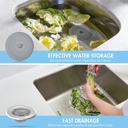 Reversible Kitchen Sink Drain Strainer Basket, Fits Sink & Garbage Disposal | Fast Drainage, Anti-Slip, Easy Clean, Anti-Clogging, Rust-Proof, Large Capacity, Universal 4.4-Inch, Patented Chain Mesh
