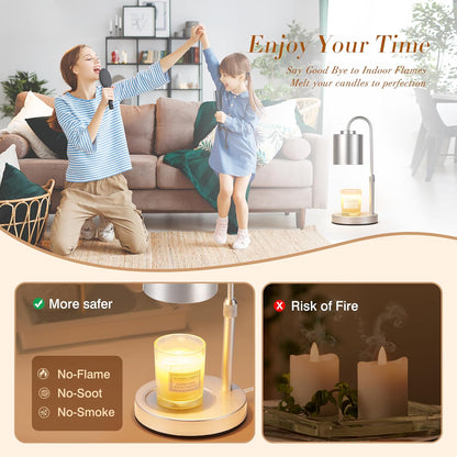CASTLELIFE Candle Warmer Lamp with Timer & Dimmer, Height Adjustable Electric Wax Melt Warmer for Jar Candles, Gifts for Mom Home Decor, White