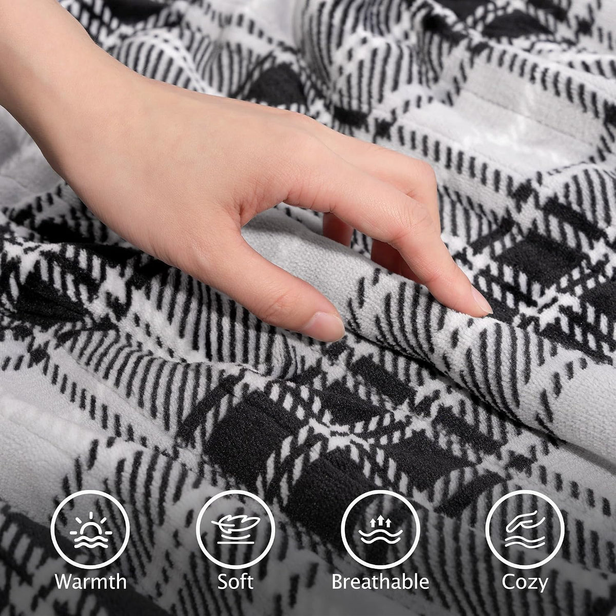 Heated Electric Blanket, Red Christmas Sherpa Plaid Throw Blanket